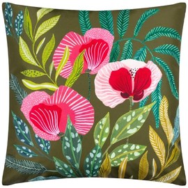 furn. Wylder Nature House of Bloom Poppy Square Outdoor Cushion Cover, Olive