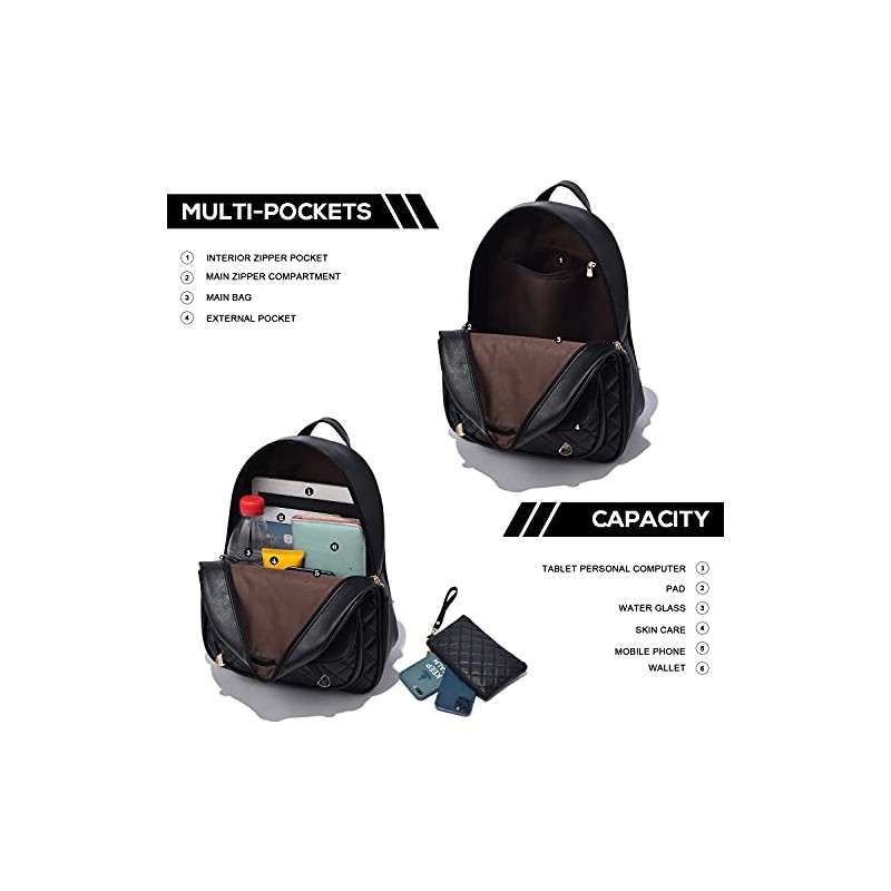 EVEOUT Women's Backpack PU Leather Casual Daypack for Travel School