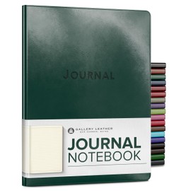 Gallery Leather Journal Notebook - 192 Pages, Softcover, For Men and Women, For Writing, Work & Travel, Handcrafted - Acadia Green - 9.75 x 7.5 ", Large Lined