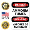 Danger Ammonia Fumes Bilingual Sign, 12x18 Inches, 55 mil Thick