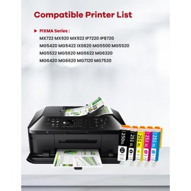 RumbaRex PGI-250XL CLI-251XL 5 Color Value Pack Replacement for Canon 250 251 PGI-250 CLI-251 XL Ink Cartridges for PIXMA MX922 MG5420 MG5520 MG5522 MG6320 MG6620 iP7220 Printer Ink (PGBK BK C M Y)