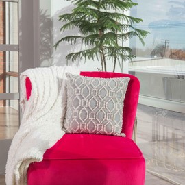 Pearl Lattice Pillow, Faux Pearls, Glass Rhinestones, Soft Velvet Backing, Feather Fill, for Dramatic Luxury Home Décor, Silver Velvet, 16" x 16", Sold Individually