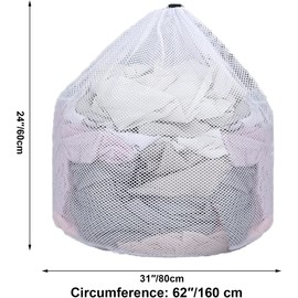 WUWEOT 8 Pack Sturdy Coarse Mesh Laundry Bags, 60 x 80 cm Drawstring Laundry Bag, Extra Large Laundry Net Bag Heavy Duty, Machine Washable Storage Bag for College, Dorm and Apartment Dwellers, White