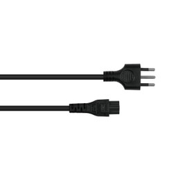 Power Cable Italy Mains Plug Type I (CEI 23-16) to Clover Leaf Socket C5, Black, 0.75 mm², 1.8 m