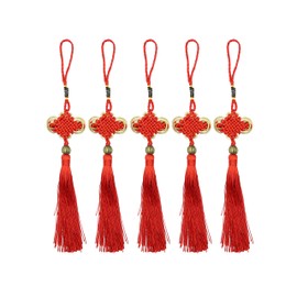LBY Chinese Tassel Chinese Knot, Red Handmade Tassels Chinese Knots Band Beads, Lucky Knots to Attract Wealth Good Fortune and Health,for Door and Car Handing Decoration,5pcs
