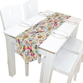 ALAZA Table Runner Home Decor, Mexican Colorful Birds and Flowers Table Cloth Runner Coffee Mat for Wedding Party Banquet Decoration 13 x 70 inches