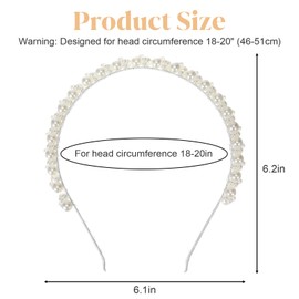 guduling Pearl Headband for Girls,White Pearl Headband Girls, Fashionable and Cute for Birthday, Wedding, Party, White (for head circumference 18-20in