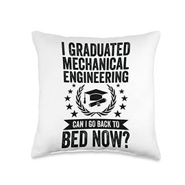 Funny Mechanical Graduation Gift for Men & Women I Graduated Can I Go to Bed Now-Mechanical Engineering Throw Pillow, 16x16, Multicolor