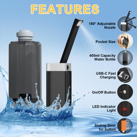 SoulBay Portable Bidet Travel, Electric 400ml Large Capacity Rechargeable Personal Toilet Handheld Sprayer Bidet with Max 680ml/Min High Pressure, Waterproof, Your Hygiene On-The-Go