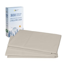 California Design Den Pillow Cases Standard Size Set of 2 - Luxury 800 Thread Count Sateen, Natural 100% Cotton Pillowcases, Fits Standard & Queen Pillows, Softer Than Egyptian Cotton - Beige