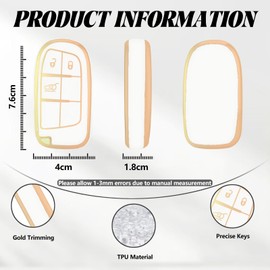 TOOMUME Key Cover, Car Key Case Fits Jeep Cherokee Renegade Compass Wrangler Dodge Challenger Charger Ram 1500 Chrysler 300C FIAT, Key Cover Protection Key Housing - Smart Key