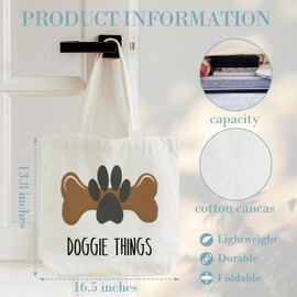 Canvas Tote Bag, Book Tote Bag, Book Lover Gift, Doggie Things Tote, Library Tote Bag, Reusable Grocery Shopping Bag, Library Shoulder Bag For Dog Lover Dog Mom Bookworm A(02)