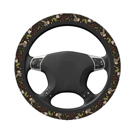 GEHGXF Mushrooms and Herbs Steering Wheel Cover Anti-Slip Car Accessories Absorbing Sweat Breathable Steering Wheel Protector for Men Women Girls Universal 15 Inch Car Interior Decor