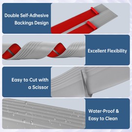 Stair Edge Trim Self Adhesive Vinyl Stair Nosing Molding Trim Non-Slip Rubber Nose Protector Peel and Stick Anti-Slip Edging for Indoor & Outdoor Use (Gray, 4 in x 10 Ft)