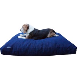 Dogbed4less Large Memory Foam Dog Bed Pillow with Orthopedic Comfort, Waterproof Liner and Washable Durable Pet Bed Denim Cover 41"X27", Blue