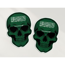 2 x 10cm Saudi Arabia Skull Stickers - Arabian Asia Flag Travel Holiday Pirate Funny Kids Girls Boys Men Women Scrapbook Sticker #82078