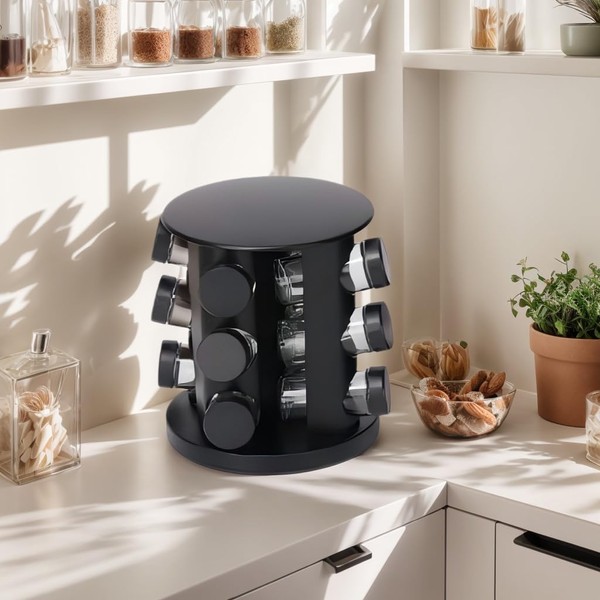 Vireldora Rotating Spice Rack with Spices Included, Rotatable Spice Rack