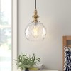 Helitemis 1-Light Brushed Brass Glass Pendant Light, Adjustable Height Modern