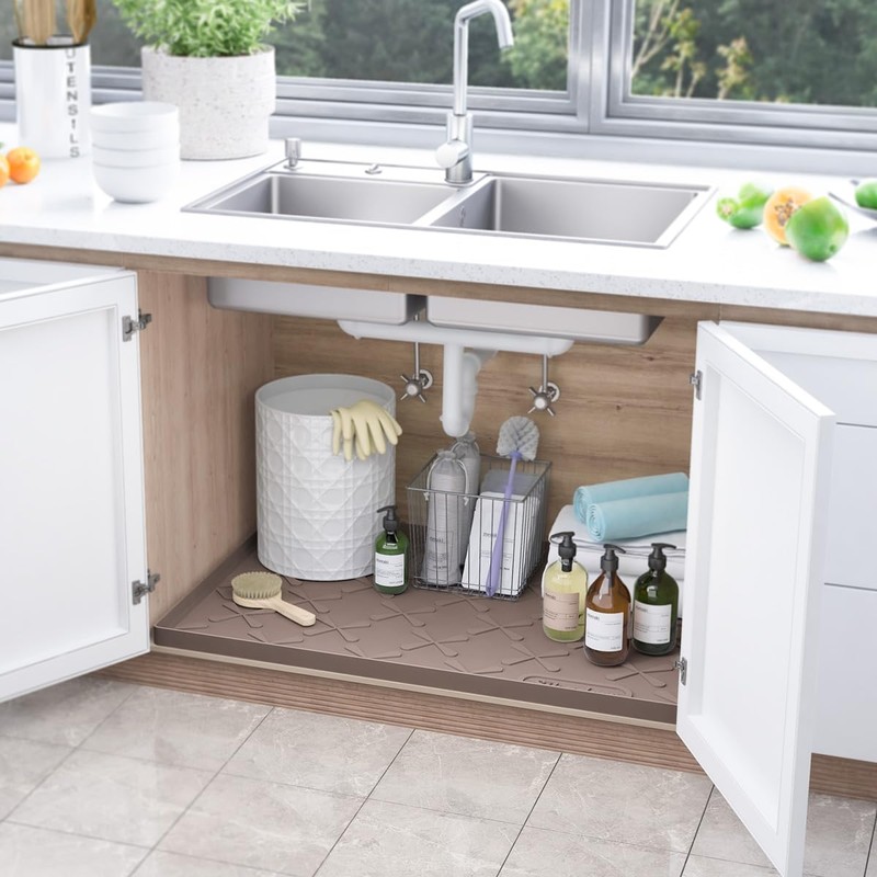 SIKADEER 31" x 19" Under Sink Mat Waterproof, Silicone Mat