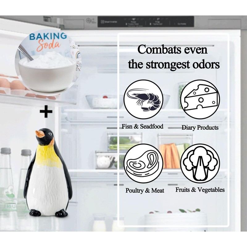 dgudgu Penguin Baking Soda Holder For Fridge Ceramic Baking Soda