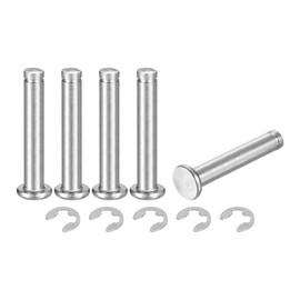 QUARKZMAN Set of 5 M6 x 35 mm 304 Stainless Steel Cylindrical Shaft Locking Ring Positioning Pin, Flat Head Grooved Hinge Cylinder Positioning Pin, Silver