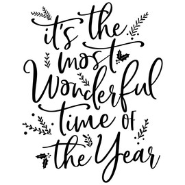 Christmas Holiday Word Phrases Sentiment Wooden Stamp with Handle, Rubber Stamp for DIY Card Making, Crafting, Scrapbooking or Journaling, Calligraphy Word Art Merry Christmas (Design #4)