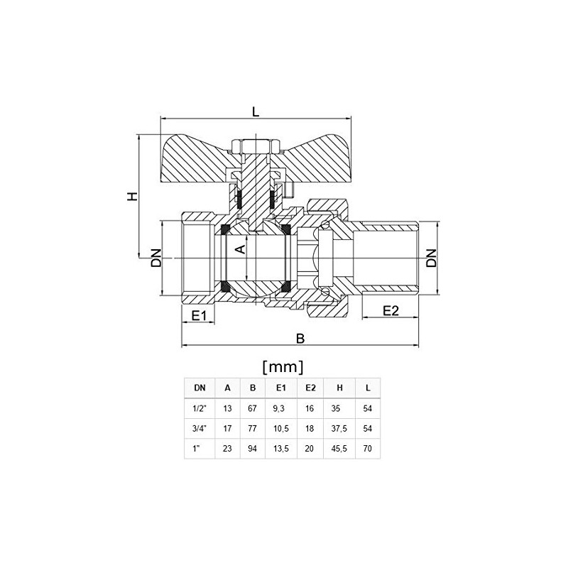 1/2 inch BSP Water Valve Female x Male with Flare