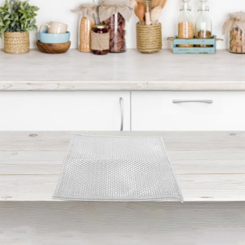 Zerodeko 5 Pack Silver Wire Dish Rags Non-Scratch Dishcloth Wire