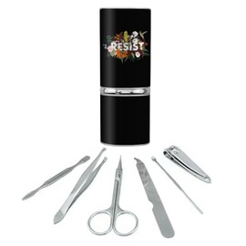 GRAPHICS & MORE Feminist Resist Flowers Stainless Steel Manicure Pedicure Grooming Beauty Care Travel Kit