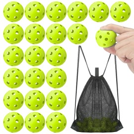 Lunmon 36 Pcs Mini Plastic Baseball Practice Training Balls Lightweight Hollow Softballs with a Drawstring Bag for Hitting, Baseball Batting Training Indoor Outdoor Use (Green)