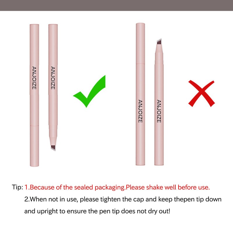 Anjoize Eyebrow Pen,Brow Pencil With 4 Micro-Fork Tip,Microblade Eyebrow Pen,Magic