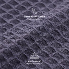 Moosfor Microfibre Cloths, Set of 6, Absorbent Lint-Free Kitchen Towels, Dish Cloths for Kitchen, Thick Tea Towels, Cleaning Cloths, 30 x 30 cm, Dark Grey