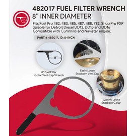 sixcow 8" 482017 Fuel Filter Collar Vent Cap Wrench for Davco Fuel Pro 482, 483, 485, 487, 488, 782 and Shop Pro FXP, Metal Oil Water Separator Oil Fuel Filter Wrench