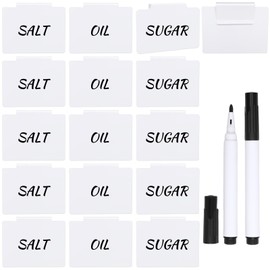 Bcxfbxd 18Pcs Plastic Resuable Basket Hanging Labels with Markers Label Holders for Storage Bins Removable Chalk Label Clips on Kitchen Pantry Containers (White)