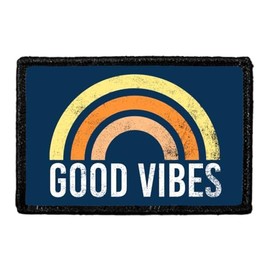 Good Vibes | Hook and Loop Attach for Hats, Jeans, Vest, Coat | 2x3 in | by Pull Patch