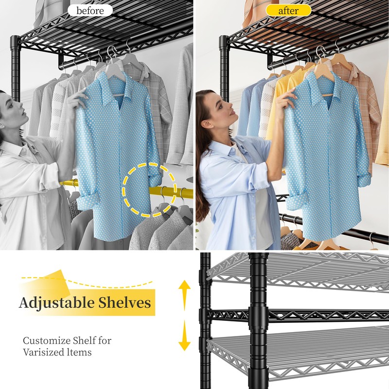 Raybee Clothes Rack Heavy Duty Loads 780LBS Clothing Racks for