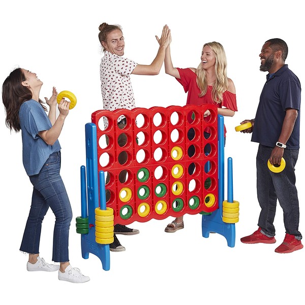 ECR4Kids-ELR-12507 Jumbo 4-to-Score Giant Game Set, Backyard Games for Kids, Jumbo Connect-All-4 Game Set, Indoor or Outdoor Game, Adult and Family Fun Game, Easy to Transport, 4 Feet Tall, Primary Colors