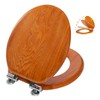 Angel Shield Wood Veneer Natural Toilet Seat with Quiet Close,Easy