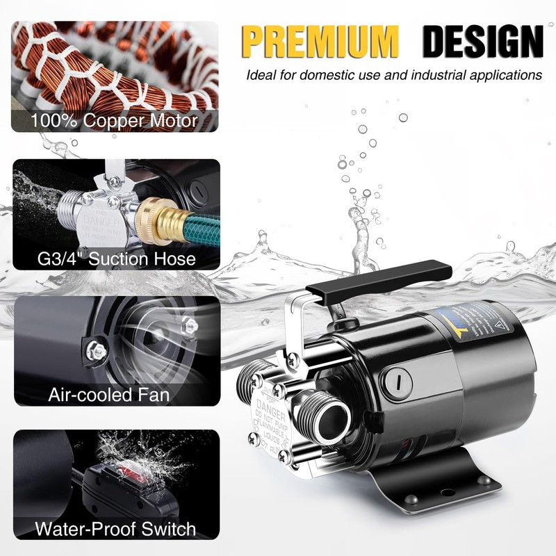 Trupow 1/10HP 330GPH 115-Volt Mini Portable Electric Utility Sump Transfer