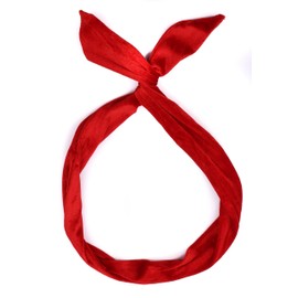 Mytoptrendz® - Wire Headband Hair Band Premium Velvet Long Twist Bow Wired Hair Tie Head Wrap Scarf for Women Girls Hair Accessories (Red)