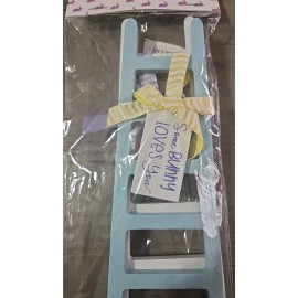 New! Easter Mini Ladder 8" Wood Decor Sign Tier Tray Bow Bunny Loves Hello Peeps