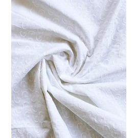 Premium 100% Cotton Chikan Embroidered Hakoba Fabric by Yard – Eyelet Style Self Design Material for Sewing, Tailoring, DIY Projects, Home Décor – 42 Inch Width, 2/3/5 Yards (White-252-3Y)