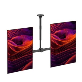Mount Plus CB-400 2x1 Side by Side Dual Screen Menu Board Ceiling Mount for Portrait Vertical View 37" to 60" TV | Adjustable Height Pole | Max Weight 88 Lbs Per Screen | VESA Patterns Up to 400x600