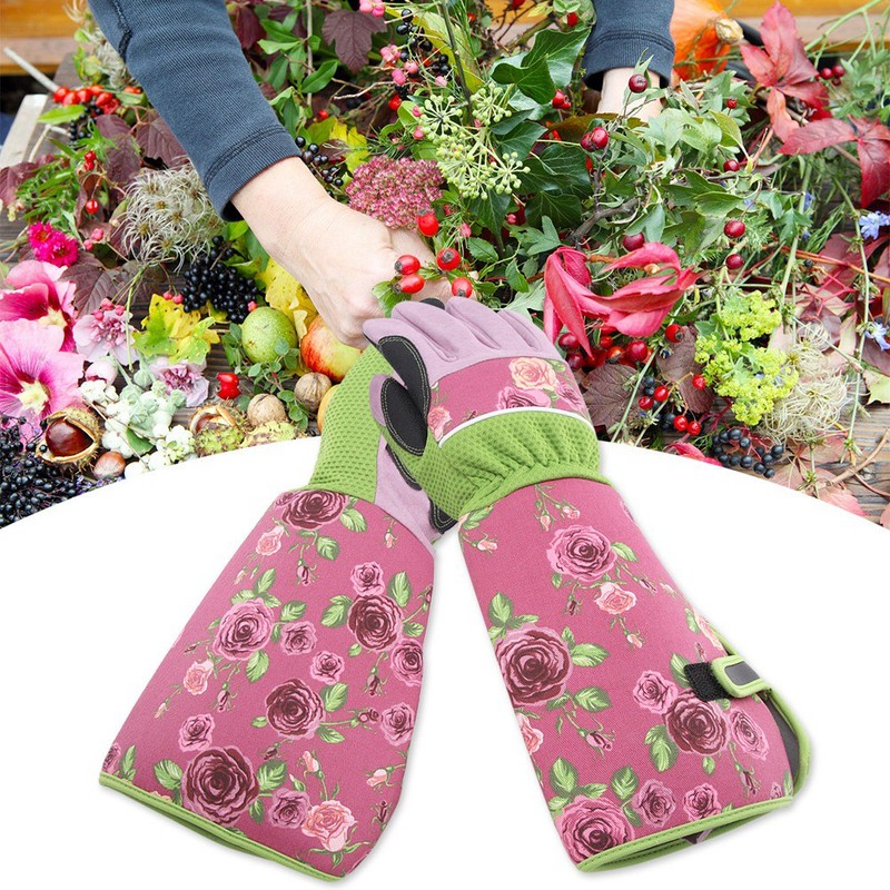 Long Rose Pruning Gardening Gloves Puncture Resistant Work Yard Glove(Pink)