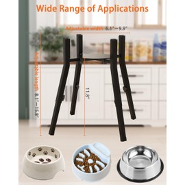 Piskyet Raised Dog Bowl Stand for Large Dogs Adjustable Elevated Dog Bowl Fits 6-10" Bowls, Height Adjustable to 7.5-15" Tall,Single Dog Bowl Food and Water Stand Feeder(Bowl not Included)