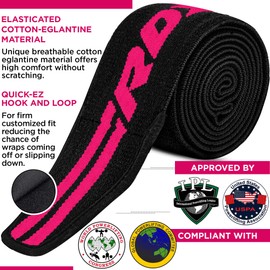 RDX Knee Bandages, Strength Training, Fitness, Approved IPL USPA, 200 cm Long Elastic Knee Wraps Pair with Velcro Fastening, Deadlifts, Bodybuilding, Weightlifting, Strength Sports, Powerlifting,