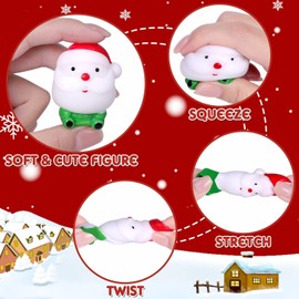 LATERN Pack of 60 Christmas Mochi Squishy Toys, 30 Styles Christmas Mini Kawaii Moji Santa Claus Snowman Bells Tree Squeeze Soft Fidget Toys for Gift Fillers Party Gifts (3.5 cm x 4.5 cm)