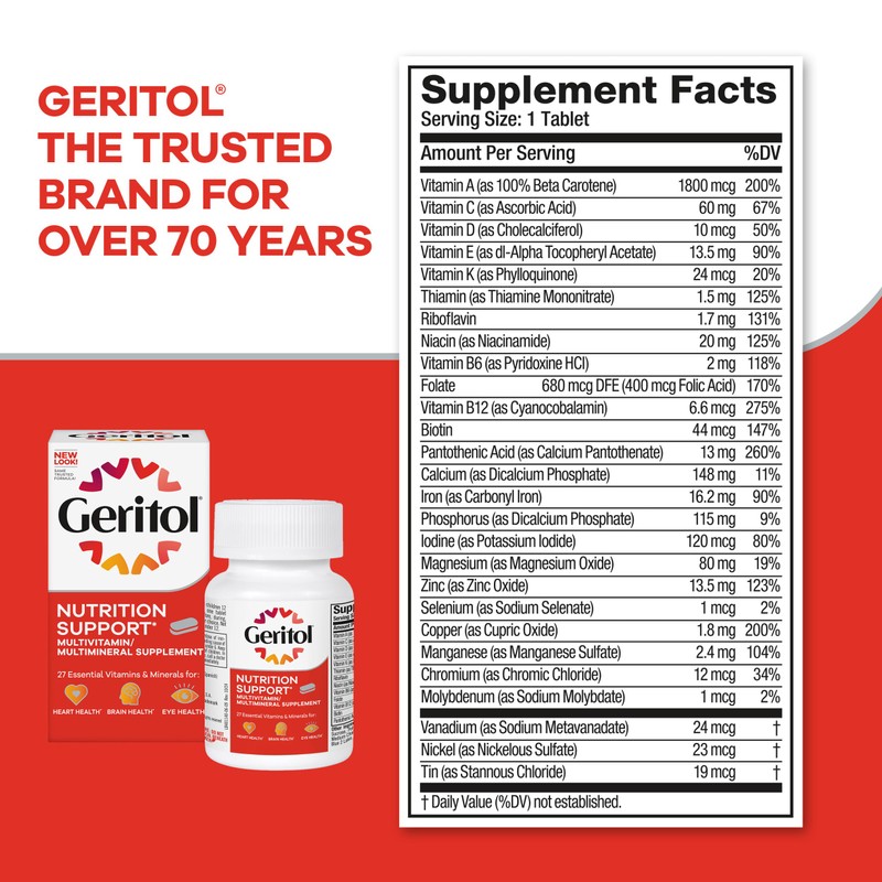 Geritol, Multivitamin Supplement, Contains B-Vitamins, Antioxidants, Vitamins C, E &