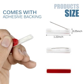 30 Pcs White Safety Pins, Badge Pins with Sticky Strips for Name Tag ID Card Badge and DIY Crafts (1.22 Inch)