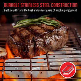 Kaluns Universal Stainless Steel Smoker Box, Gas or Charcoal Grill Smoke Box, Works with Wood Chips, add Delicious Smoked Flavor, Hinged Lid,Warp Free Grill Accessories